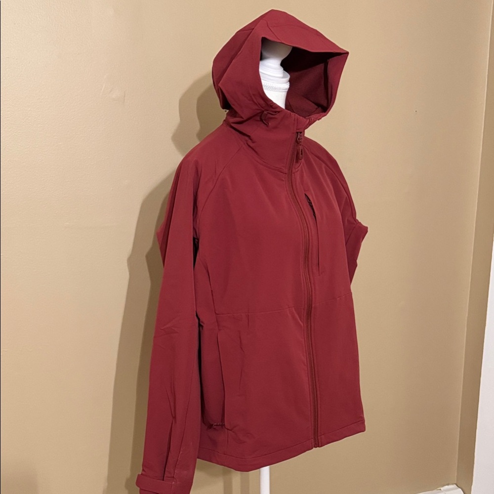 Women's Hooded Jacket in burnt orange/rust fashionable for cooler weather!